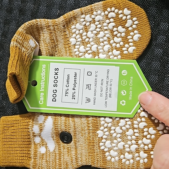 Expawlorer, slip proof, slide proof, dog socks, size small, mustard yellow. - Picture 2 of 7